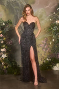 A1494 - Sculptural Sequin Column Dress - Andrea & Leo