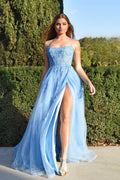 Alisha Gown - Light Blue - Tulle A-line Dress With Open Back