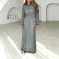 Dress Casual Contrast Color Striped Long Sleeve Dress Sweater