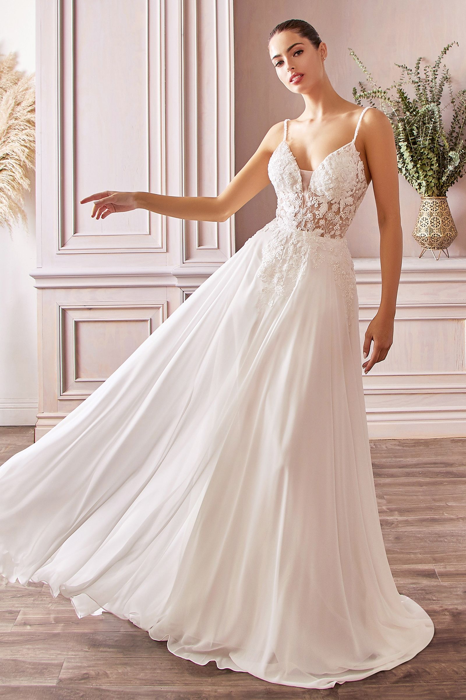 Avianna Gown - Floral Lace A-Line Chiffon Dress