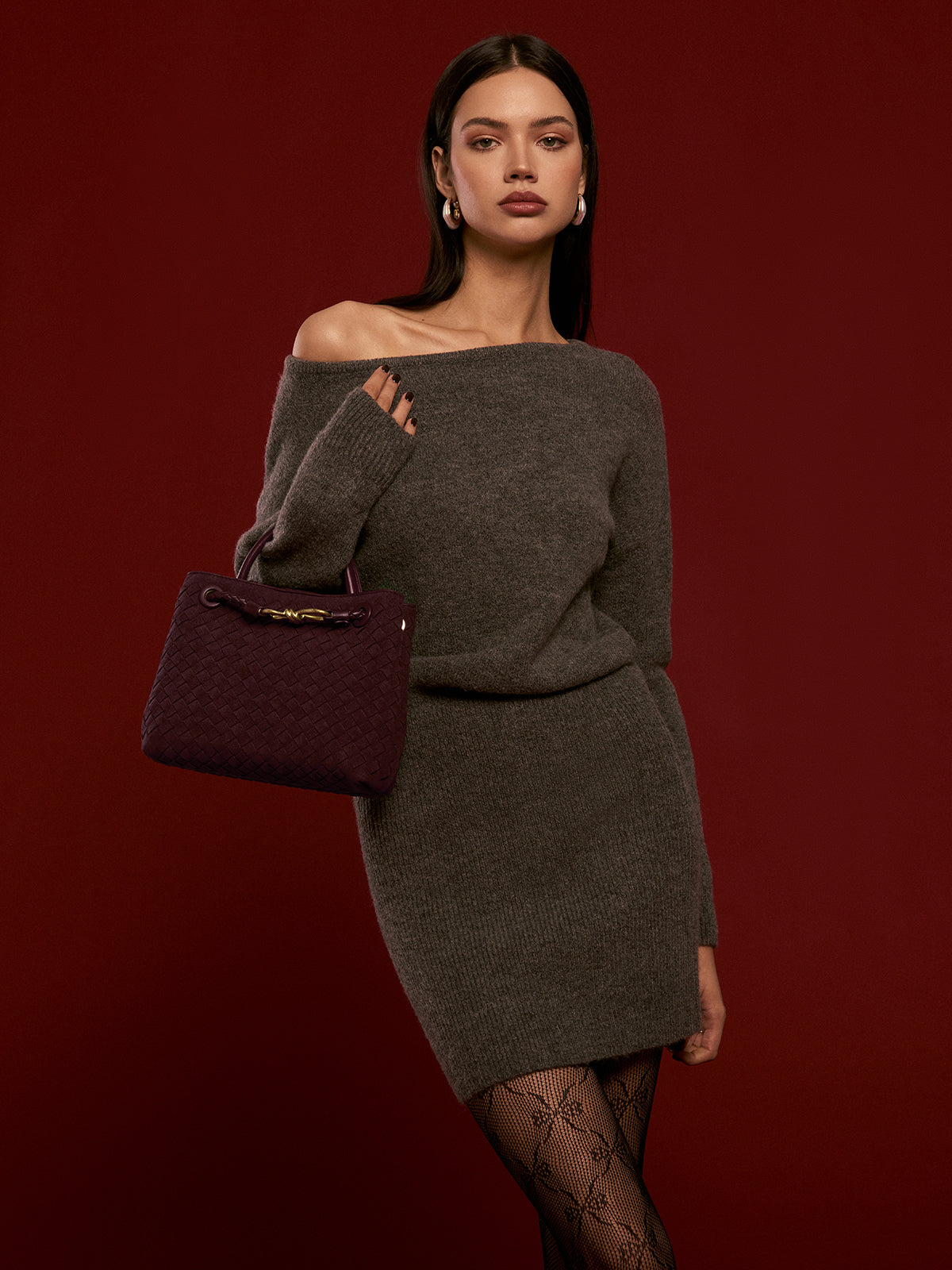 Woven Crossbody Tote with Gold Hardware