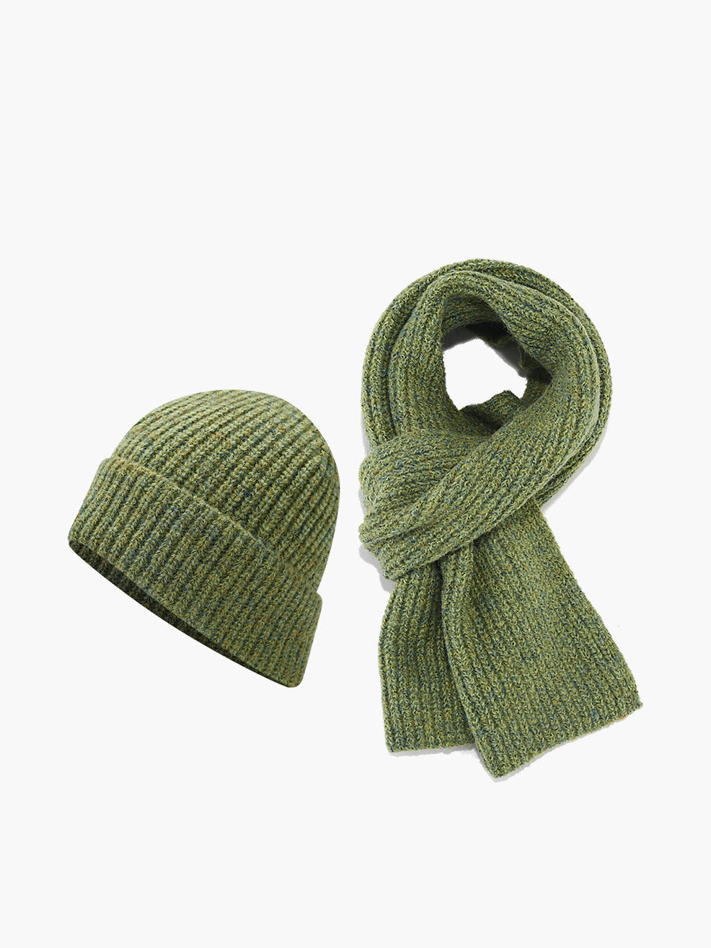 Plain Warm Knit Hat With Matching Scarf
