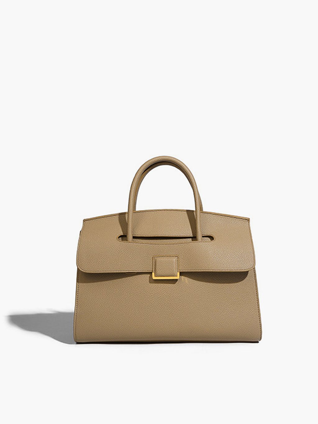 Structured Tan Leather Tote Bag