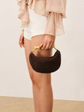 Woven Handbag With Twisted Gold Handle