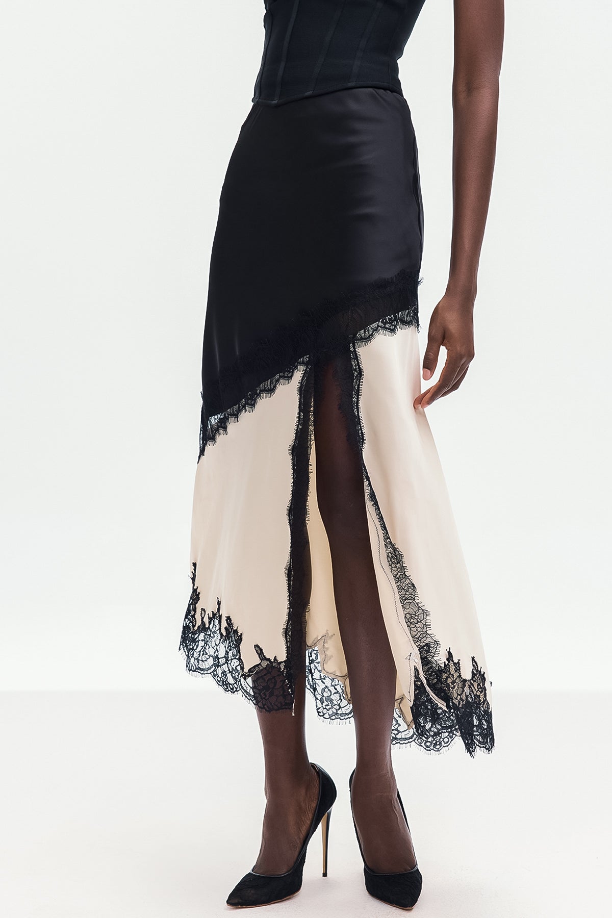Bess Lace Satin Skirt