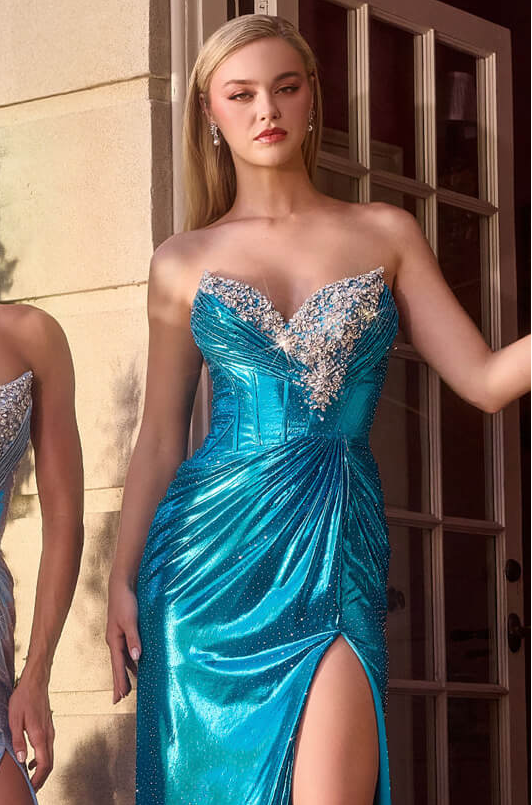 Atlantis Gown - Strapless Metallic Lam¨¦ Evening Dress