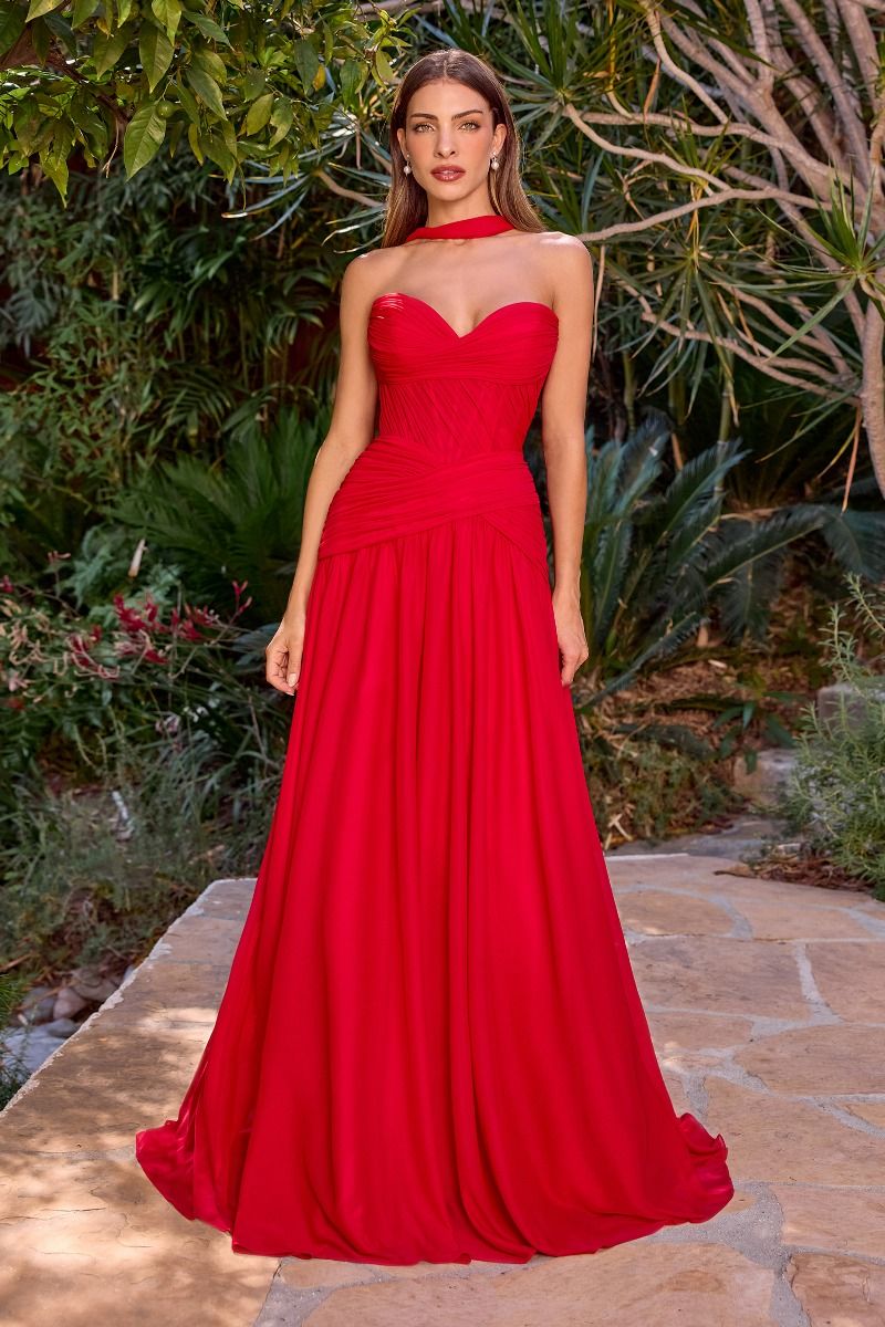 Kimberly Gown - Chiffon A-line Dress With Scarf