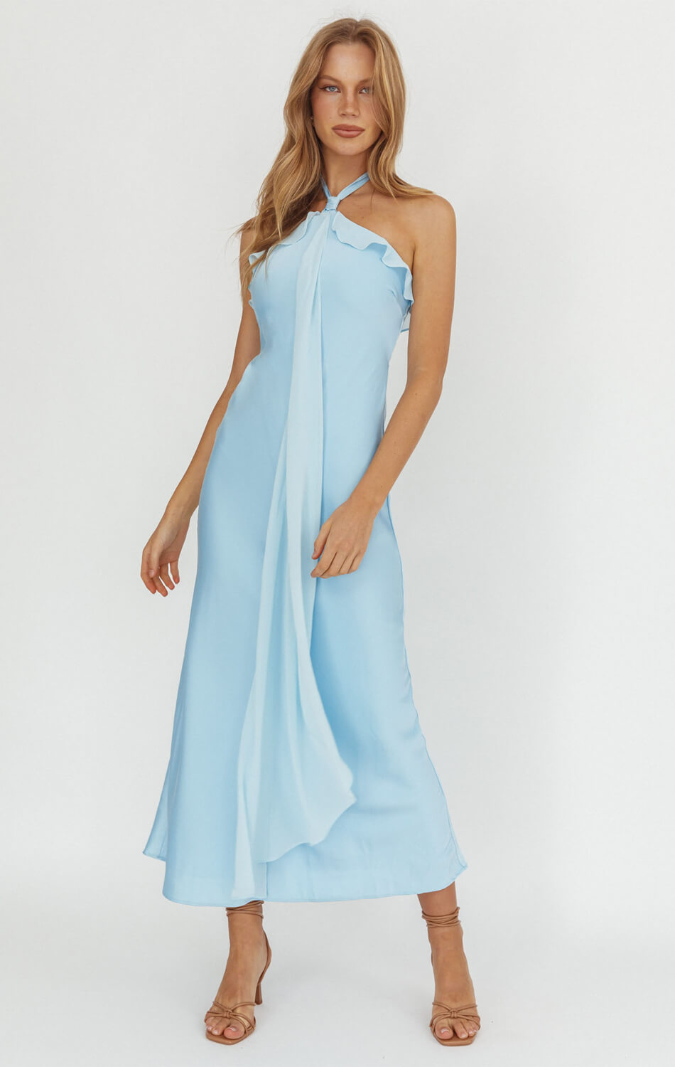 LUMI¨¨RE HALTER MAXI DRESS - BABY BLUE