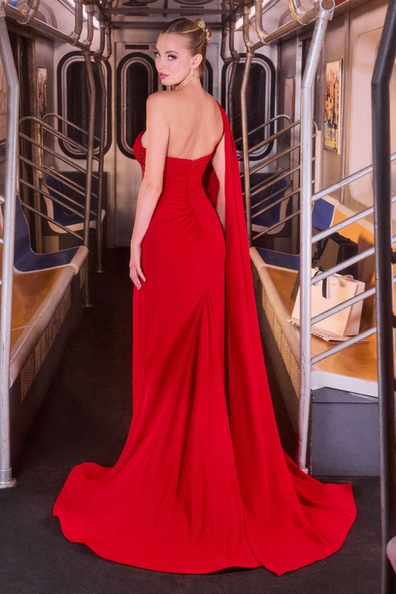 Catalina Gown - One Shoulder Cape Dress