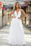 Size XS. Alances Maxi Dress - White Tulle - FINAL SALE