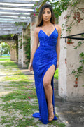 Eclipse Gown - Royal Blue - V-Neck Sequin Dress