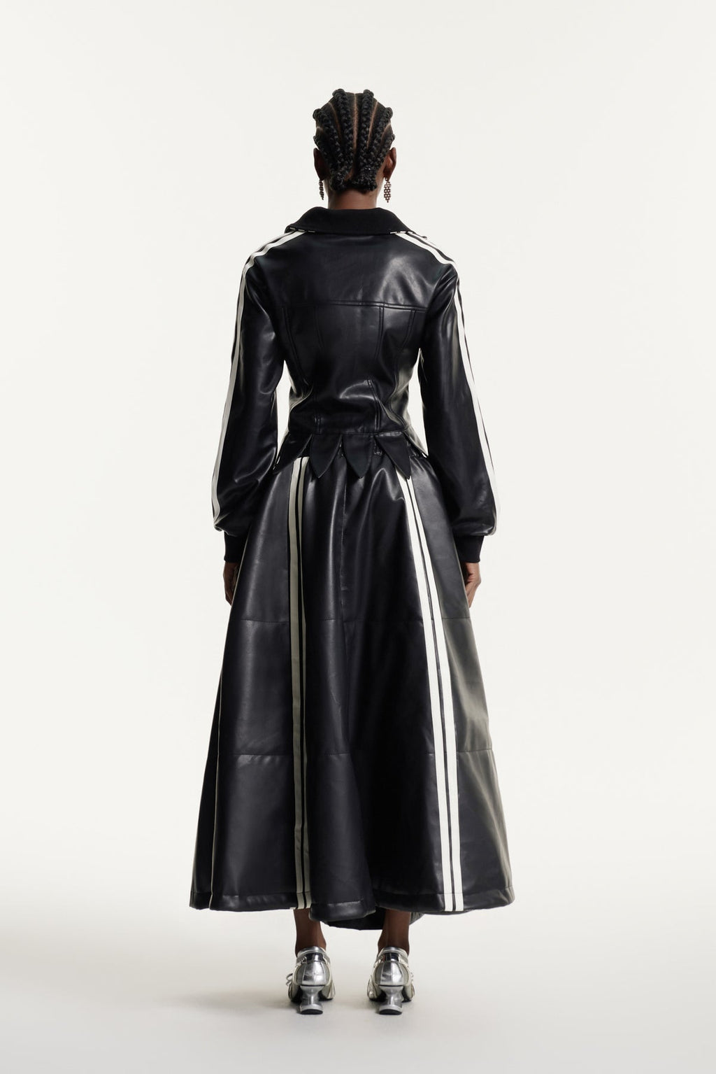 Eeva Stripe Leather Maxi Skirt