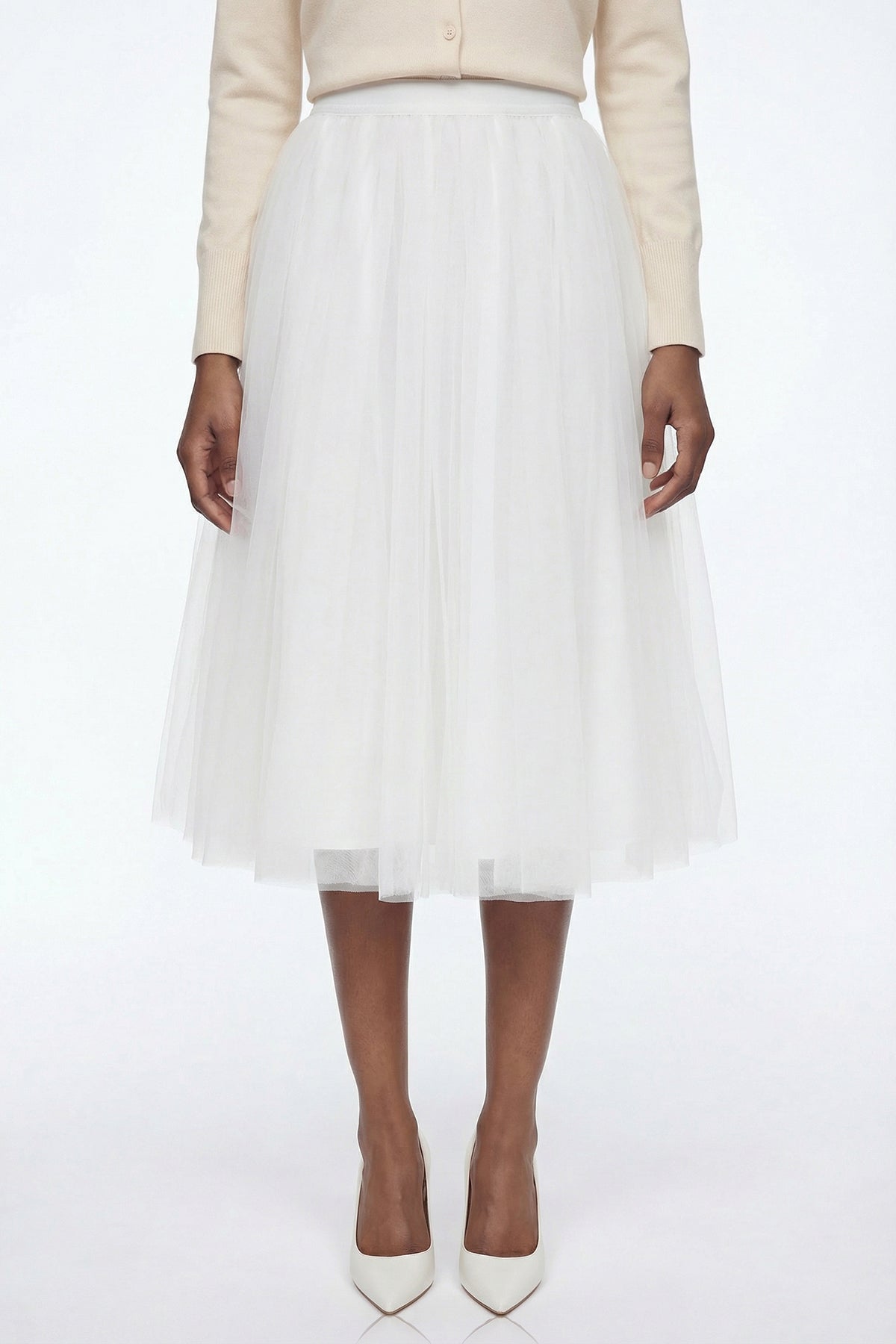 Elita Mesh Puffy Midi Skirt