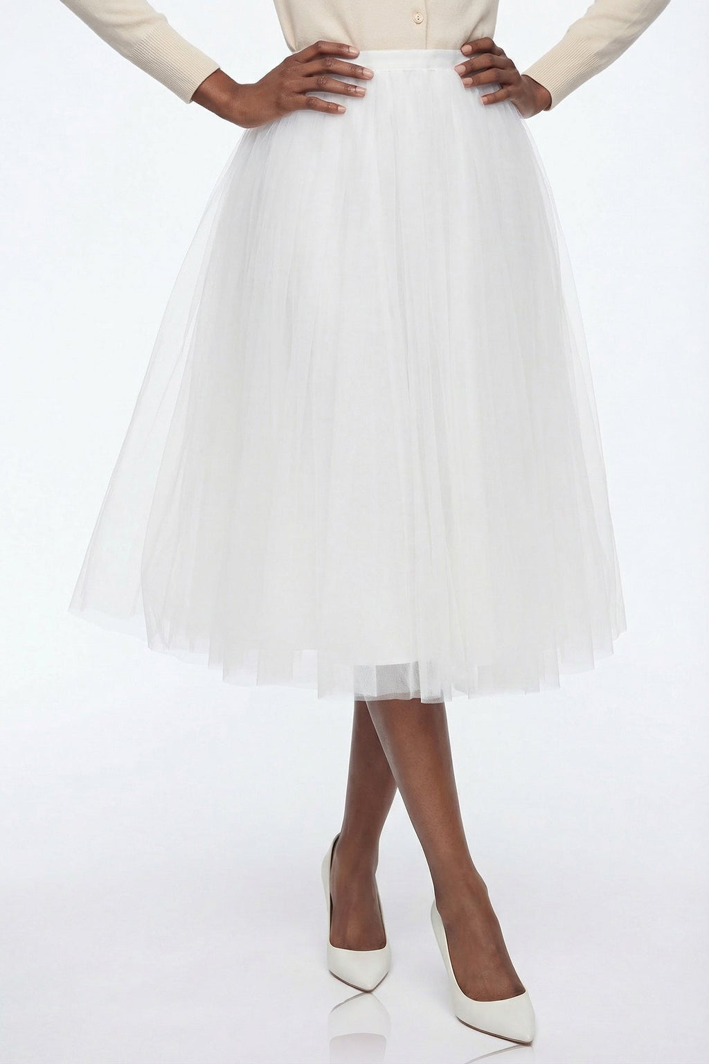 Elita Mesh Puffy Midi Skirt