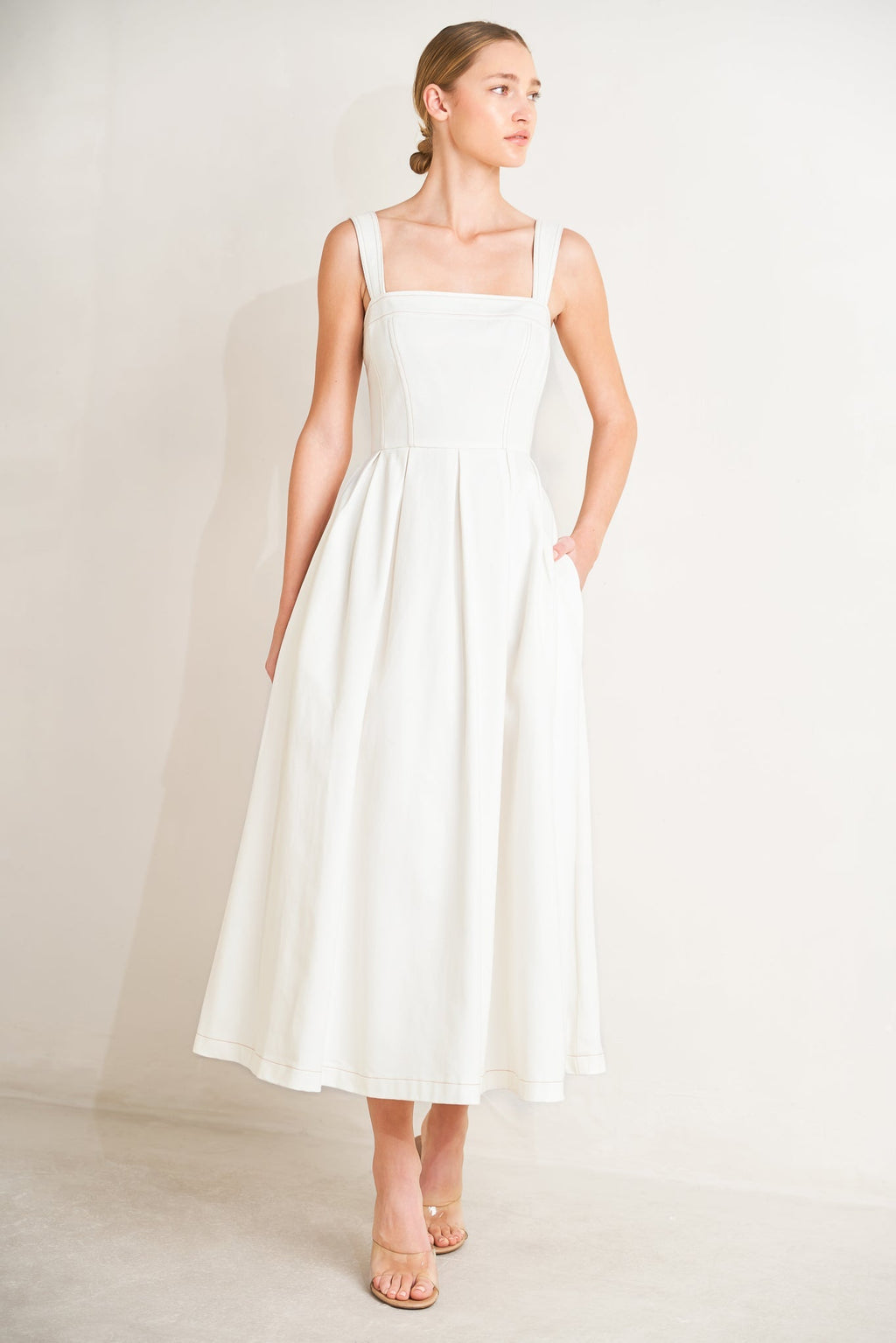 SERENE CHARM OFF WHITE MIDI DRESS - FINAL SALE