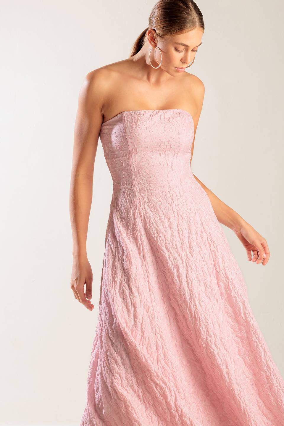 ROLL WITH IT LIGHT PINK MIDI DRESS