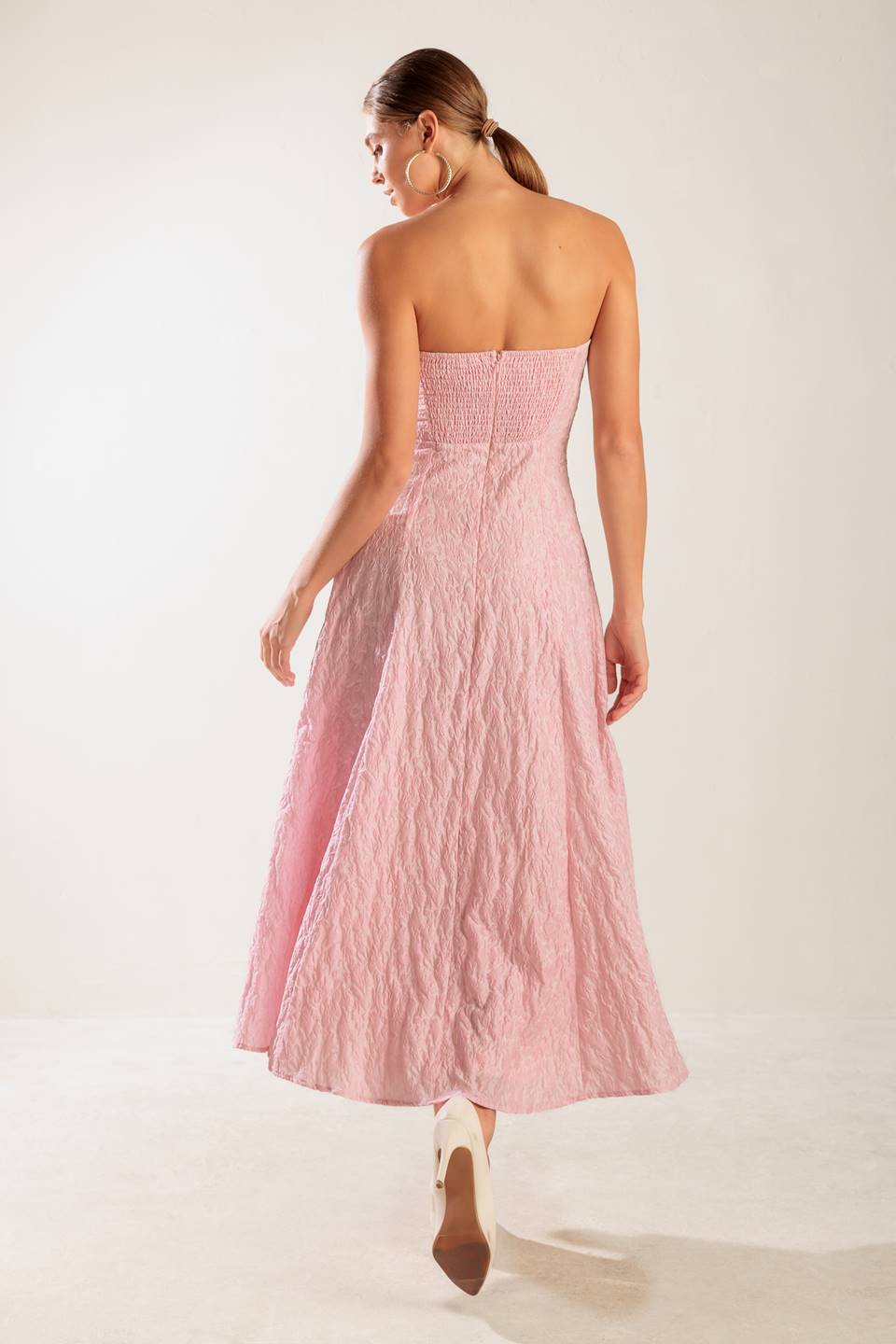 ROLL WITH IT LIGHT PINK MIDI DRESS