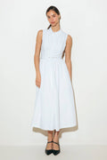 NORTH EAST MIDI - White Cotton Pintuck Midi Shirt Dress