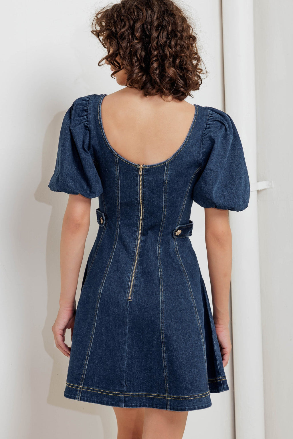 PUFF & PLAY DENIM MINI DRESS - FINAL SALE