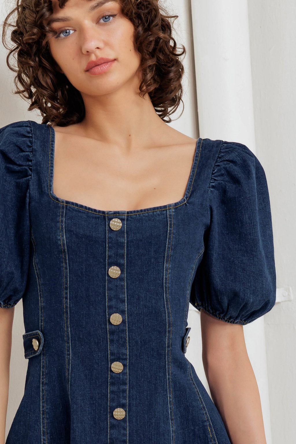 PUFF & PLAY DENIM MINI DRESS - FINAL SALE