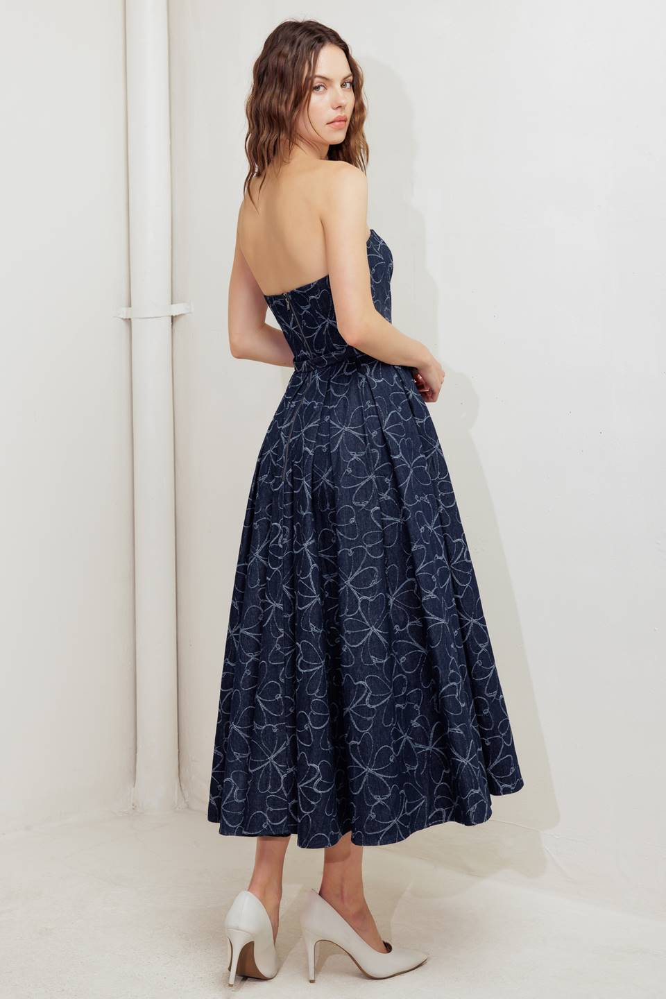 MOONBEAM DENIM MIDI DRESS