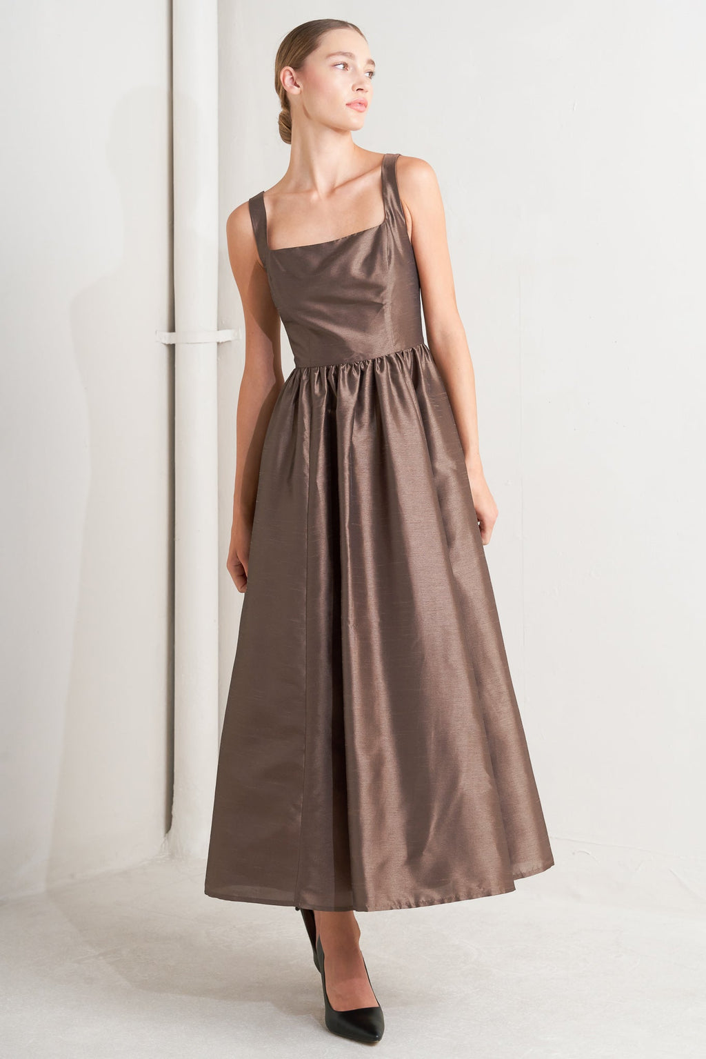 CAF¨¦ LUSTER BROWN MIDI DRESS