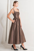 CAF¨¦ LUSTER BROWN MIDI DRESS
