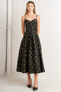 GARDEN OPERA BLACK & BROWN MIDI DRESS