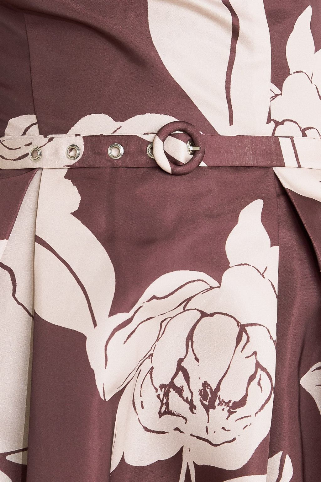 VINTAGE BLOOM STRAPLESS BURGUNDY MIDI DRESS