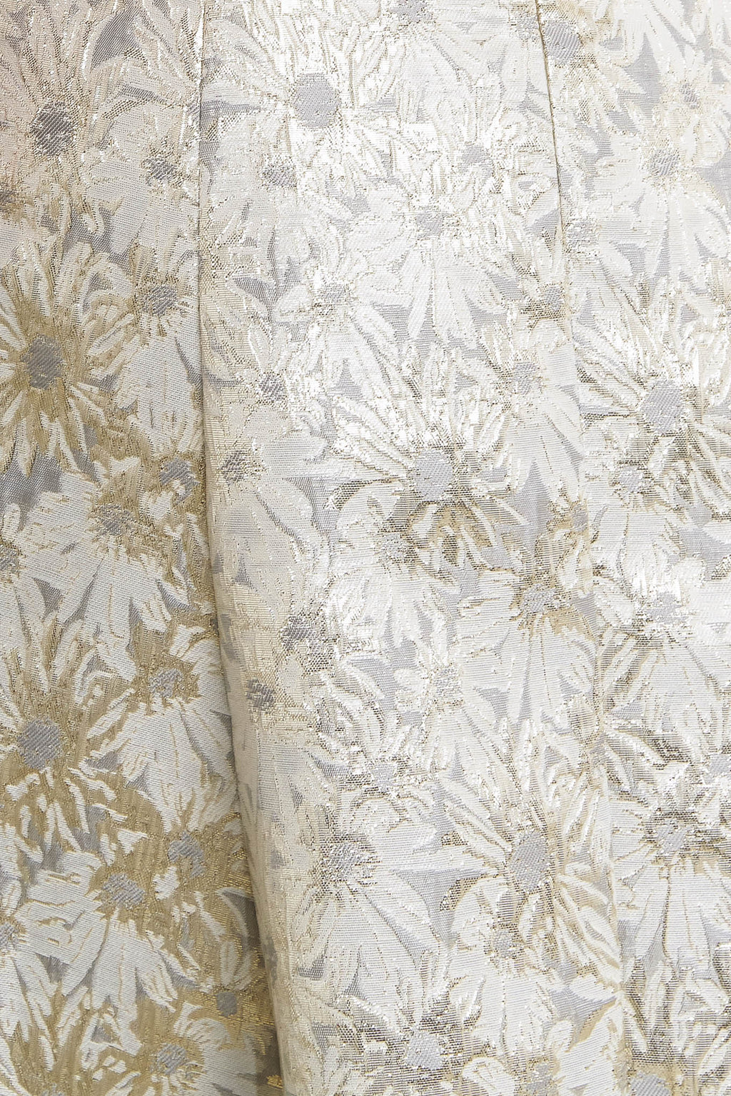 WHITE & GOLD JACQUARD STRAPLESS MIDI DRESS