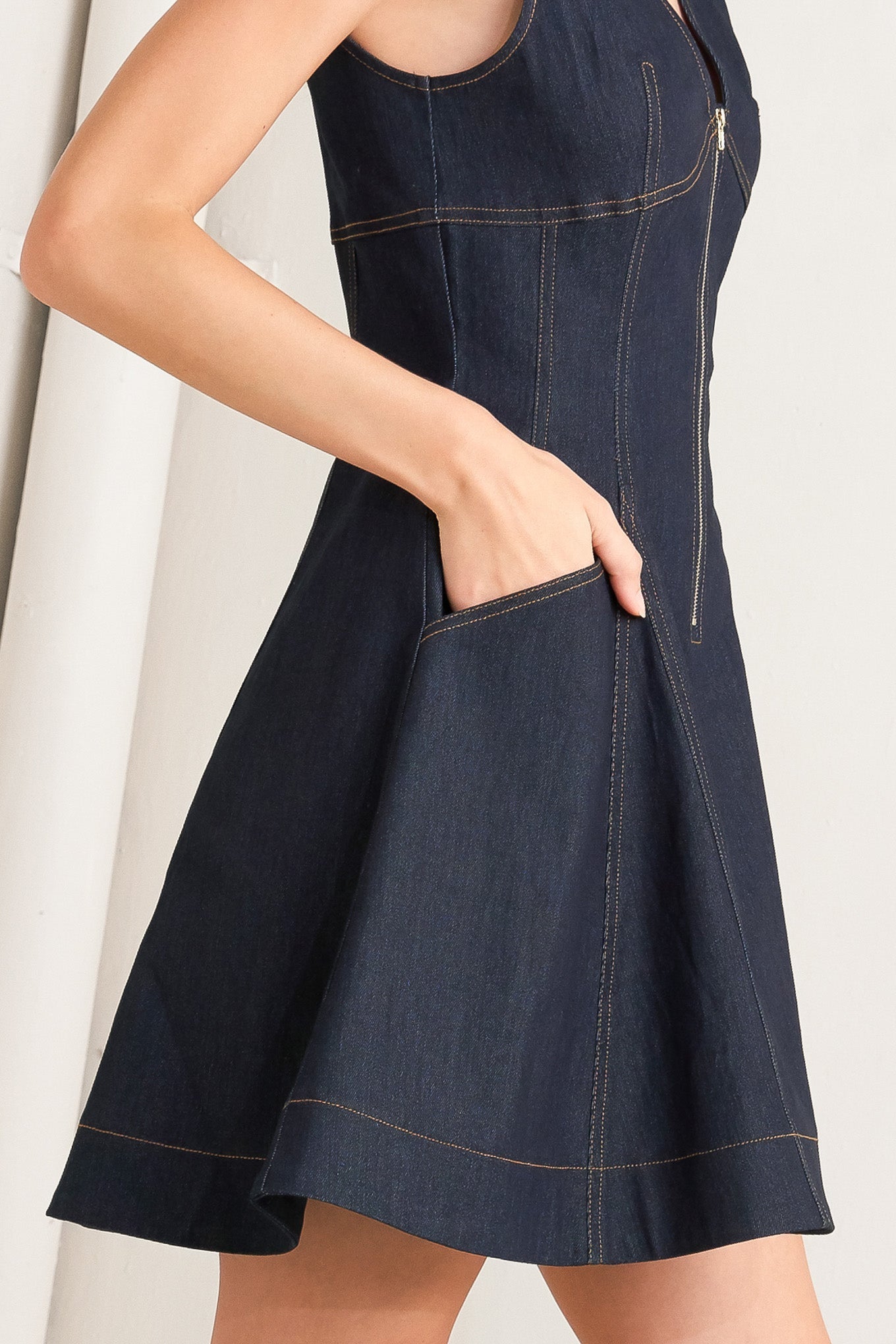 FRESH EDIT DARK DENIM MINI DRESS