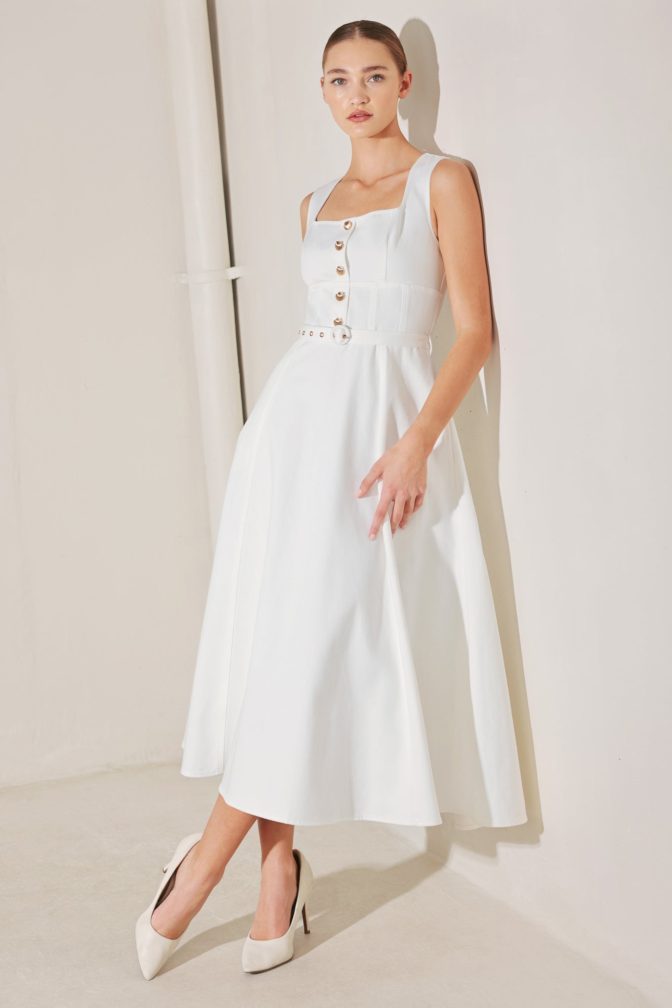 SUMMER SOCIAL WHITE MIDI DRESS - FINAL SALE
