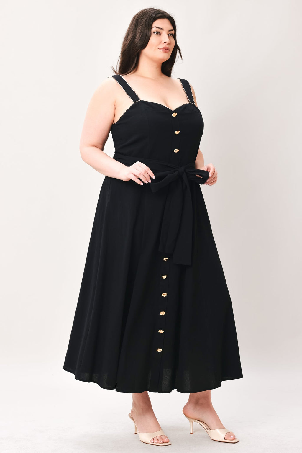 LOVELY NOIR BLACK MIDI DRESS