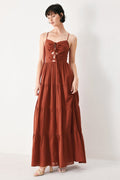 TERRACOTTA SUNSET CUT-OUT MAXI DRESS