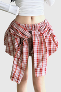 Farag Grid Tie Up Bubble Mini Skorts