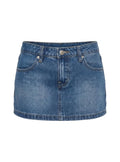 Baxon Low Rise Micro Denim Skort Mid Blue Wash