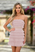 Georgia Mini Dress - Blush Ruffle Tulle Short Dress - FINAL SALE