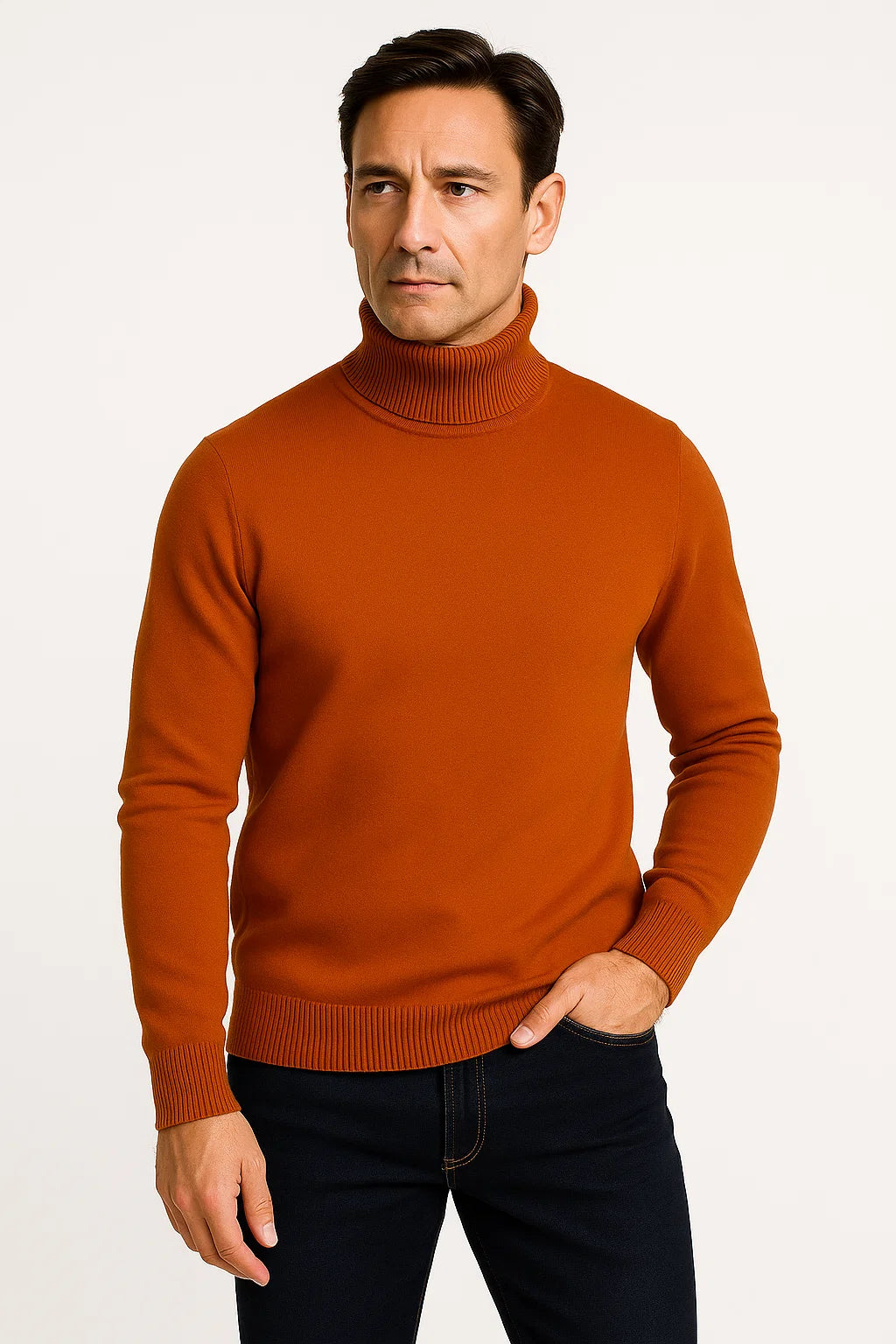 Men's  Wool Blend Turtleneck Sweater | Classic Knit | Regular Fit