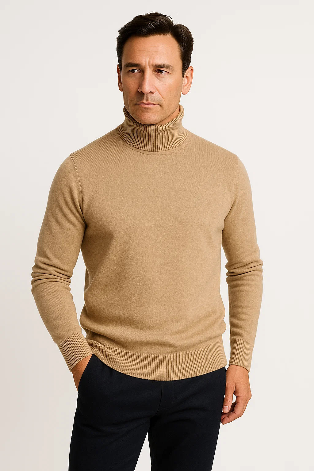 Men's  Wool Blend Turtleneck Sweater | Classic Knit | Regular Fit