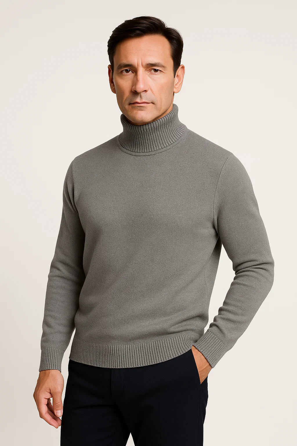 Men's  Wool Blend Turtleneck Sweater | Classic Knit | Regular Fit