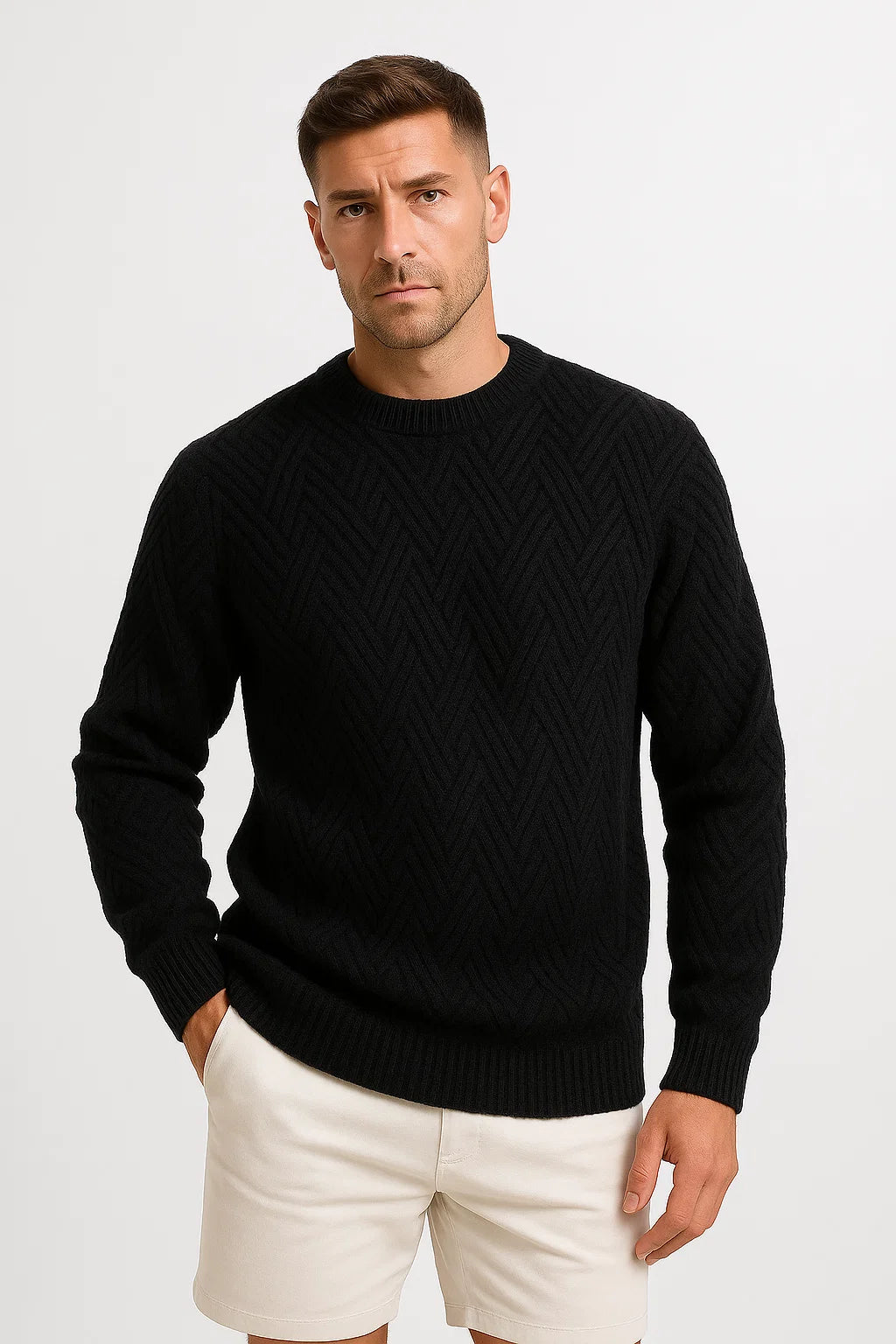 Men's  Aran Wool Sweater | Textured Knit | Relaxed Fit