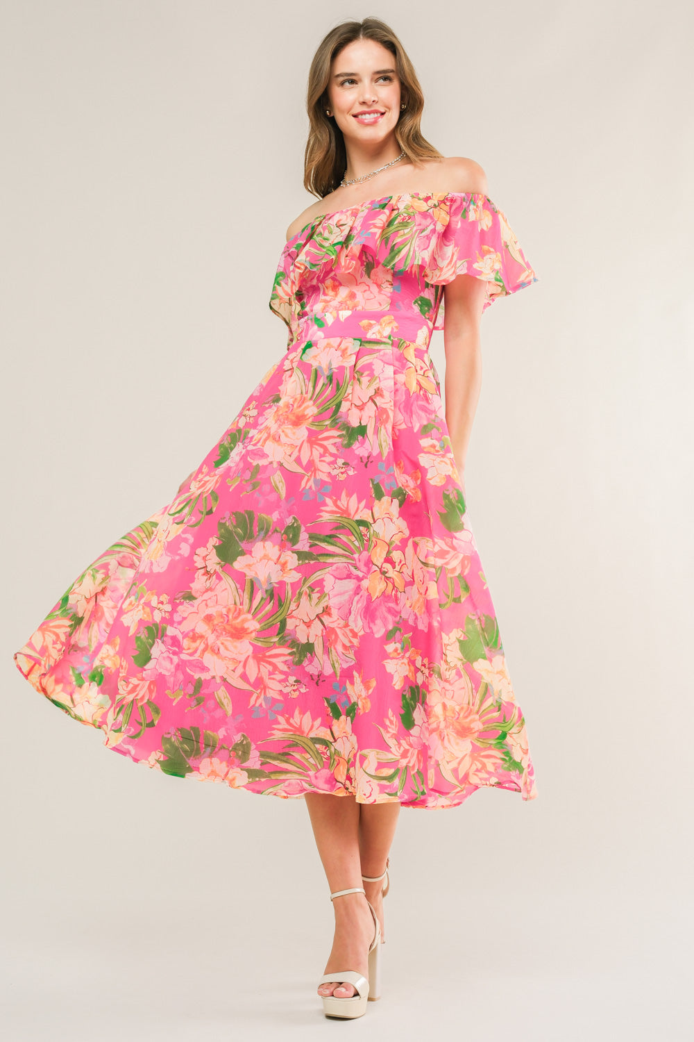 HAPPIEST HERE PINK MIDI DRESS
