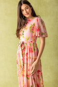 CARRIAGE RIDE ROMANCE - PINK FLORAL MAXI DRESS
