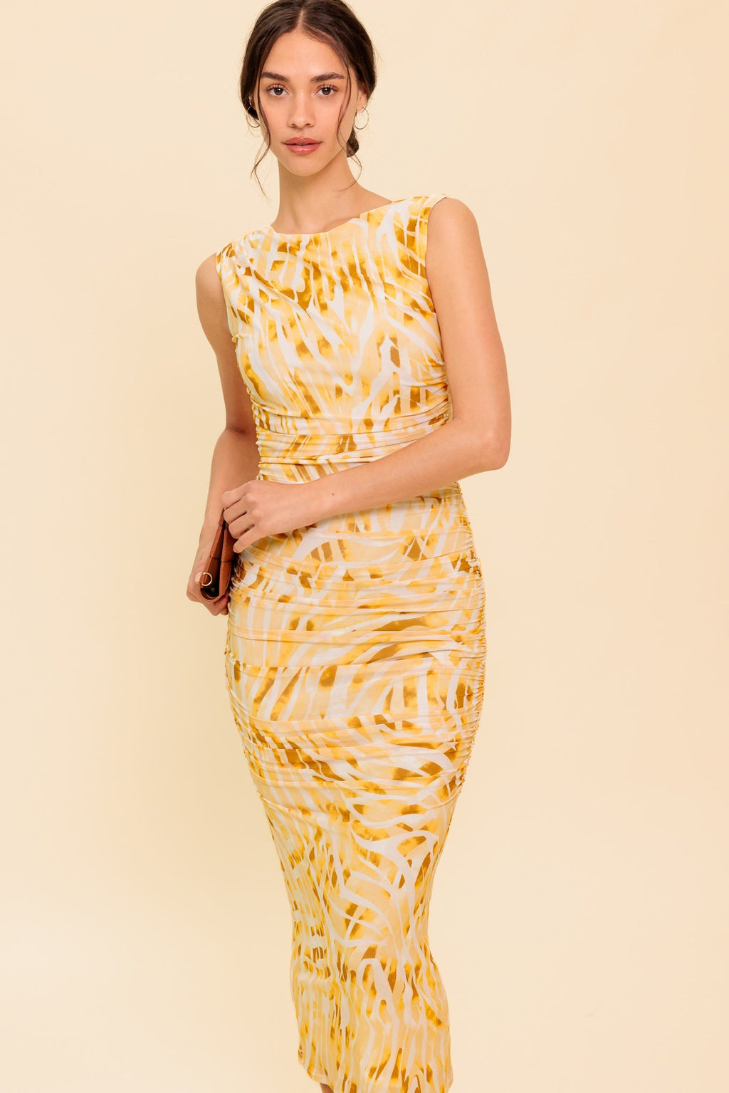 Wild As Ever - Power Mesh Cheetah Print Bodycon Midi Dress