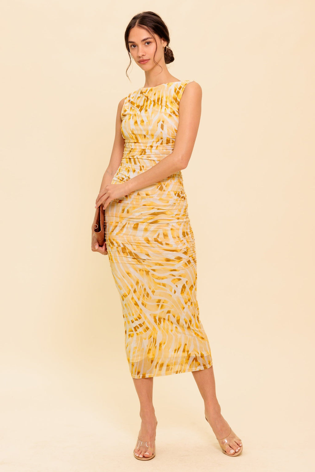 Wild As Ever - Power Mesh Cheetah Print Bodycon Midi Dress