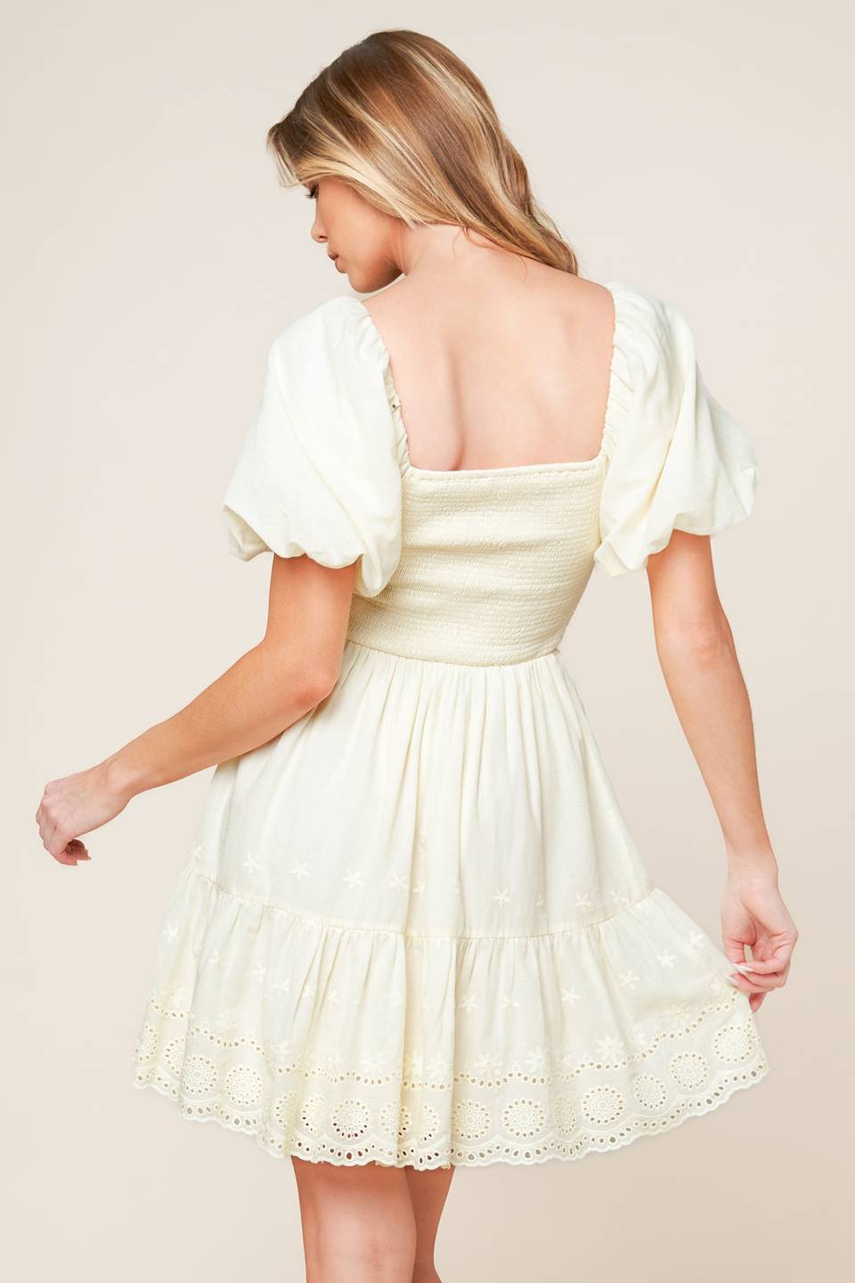 LOLA BOHO MINI DRESS - CREAM