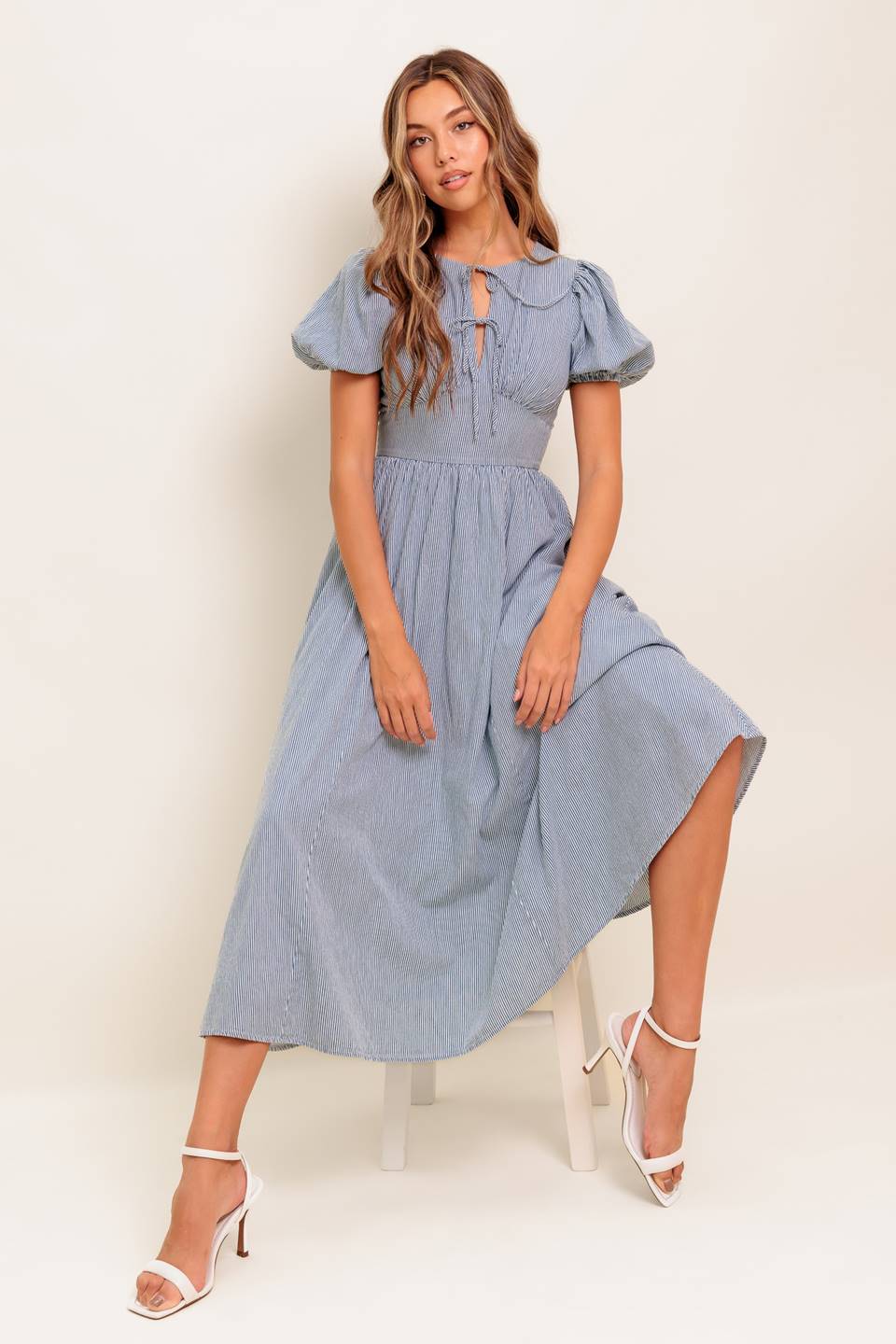 CHERIE MIDI DRESS - BLUE - FINAL SALE