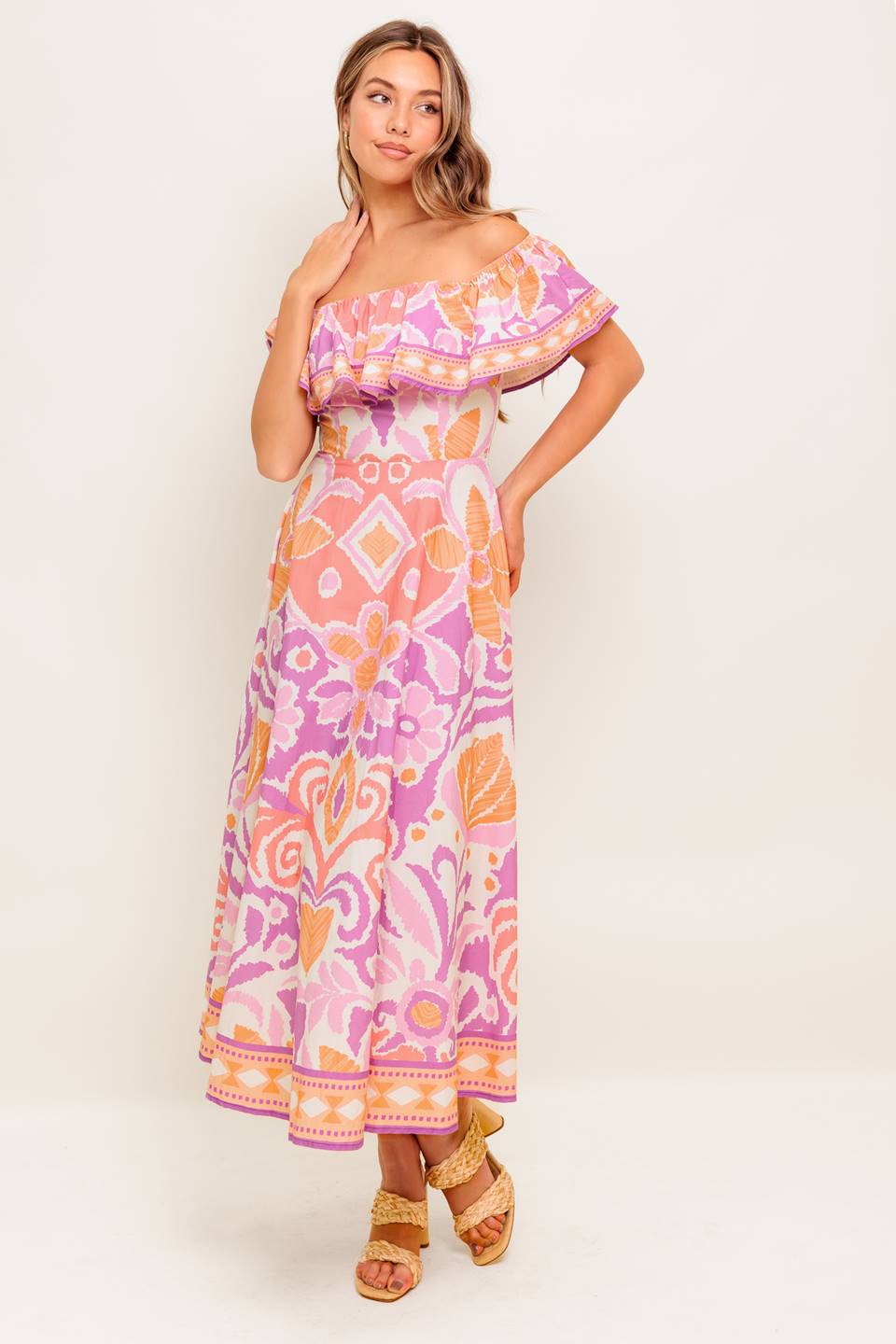 LILAH LAVENDER MIDI DRESS
