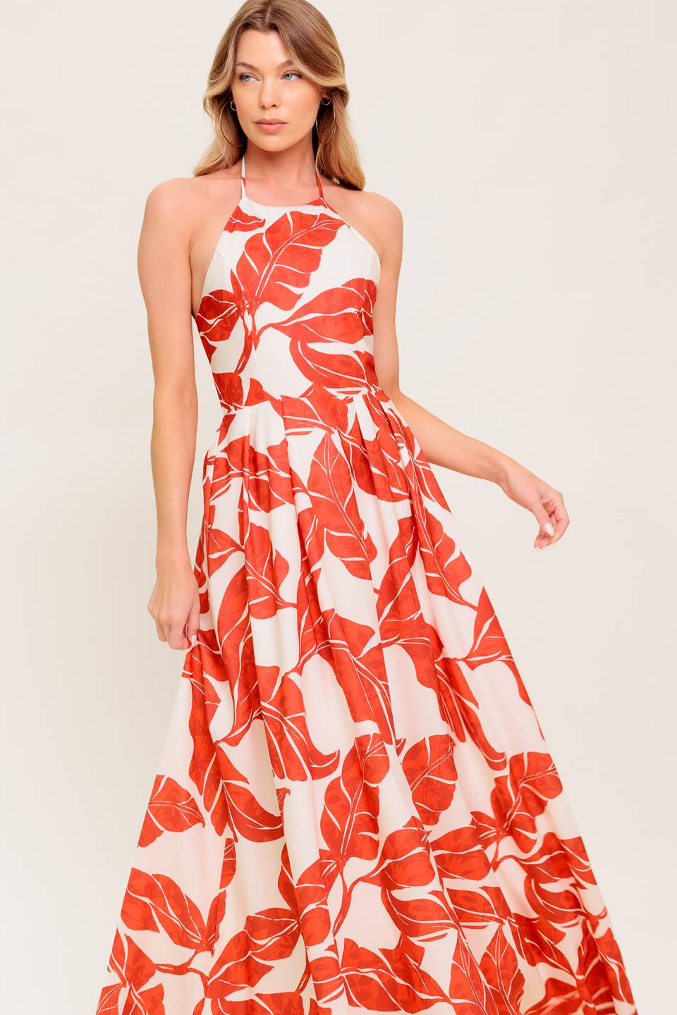 MARLEY MAXI DRESS - TROPICAL HALTER MAXI