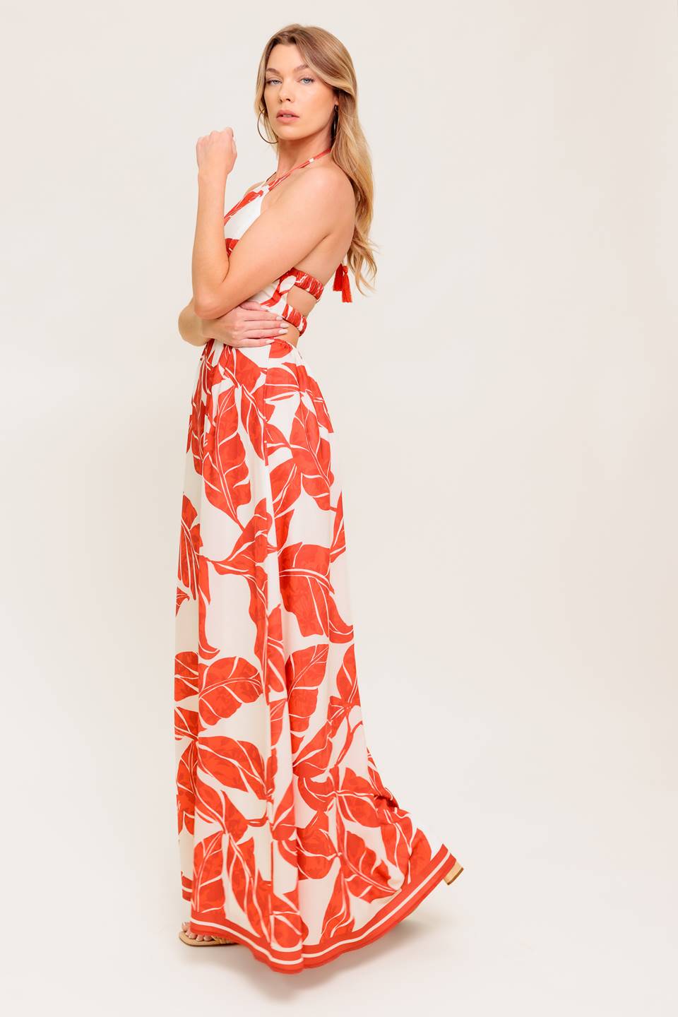 MARLEY MAXI DRESS - TROPICAL HALTER MAXI- FINAL SALE